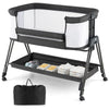 Baby Bedside Sleeper Folding Portable Baby Crib Adjustable Bassinet with Storage