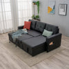 Linen/Faux Leather Sofa Bed Corner - Sofa Bed with Storage & Reversible Chaise