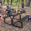 3 Piece Picnic Table Bench Set Outdoor Camping Picnic Tables Black