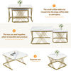Coffee Tables Set Nest of Table Side Table with Metal Frame & Marble Pattern Top