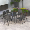 6 Seater Outdoor Table and Chairs with Breathable Mesh Seat and Aluminium Top