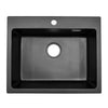 Ultra deep Quartz Stone Single Bowl Inset Kitchen Sink with Strainer Basin Black
