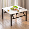 Folding Coffee Dining Table with Marble Effect Top Metal Frame Gaming Desk Home