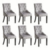 Set of 2 Grey Velvet Dining Chairs Tufted High Back for Dining Room Kitchen Home