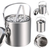 1.2 L Double Walled Stainless Steel Insulated Ice Bucket with Lid & Tong Party