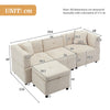 3 Seater Sofa L shape Fabric Corner Sofa with Detachable Storage Ottoman | Beige