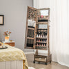 Standing Jewelry Armoire Lockable Jewelry Cabinet Vanity Mirror with LED Light
