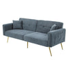 Sofa Bed Love Seat Sofa Settee Couch with Gold Metal Legs & Cushions Gray-blue