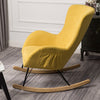 Upholstered Yellow Chenille Fabric Rocking Armchair Wing Back Chair Sofa Lounger