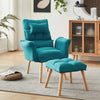 Blue Lazy Chair with Footstool Relax Lounge Chair Accent Armchair Sofa Chair