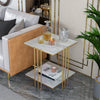 High-grade Natural Marble Square Side End Table Coffee Accent Table Metal Frame