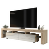200cm I Modern TV Unit I Cabinet with Storage I Oak I High Gloss White Doors