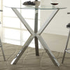 90cm Dining Table Home Furniture Tempered Glass Top Cross Metal Legs Coffee Desk