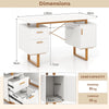 Computer Desk Home Office Desk with Floating Desktop & Dual Drawers White