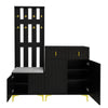 Shoe Storage Cabinets with Drawers, Shoe Bench and Coat Rack Wardrobe Set Black
