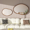 Large Irregular Wooden Framed Wall Mirror Asymmetrical Unique Hanging Loft Style