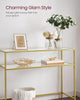 Gold Console Table with Tempered Glass Top for Living Room, Entryway, and Hallwa