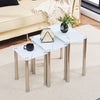 Nest of 3 White Marble Tempered Glass Nested Table Side End Sofa Lamp Tables