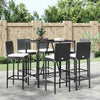 7 Piece Garden Bar Set with Cushions Black Poly Rattan vidaXL