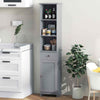 Freestanding Bathroom Storage Cabinet with 3 Open Shelves & Door Cabinet Grey