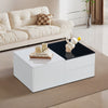 Coffee Table Black White High Gloss Top Large Storage Drawers Home Office Study