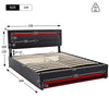 Upholstered Ottoman Bed 5ft King Size LED Hydraulic Bed Frame with Storage Black