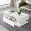 Coffee Table with LED Light, High-Gloss White With Drawer Living Room Furniture