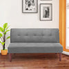 2 Seater Sofa Bed Linen Sofa Couch With Adjustable Backrest for Guest Room Grey