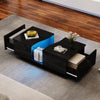 High Gloss Black Coffee Table With Storage 2 Drawer RGB LED Wooden Living Room
