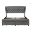 Double Upholstered Platform Bed Frame 135x190 with Drawers Storage and Headboard