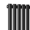 Vertical Radiator Black Oval Column Single 1600 x 392 Tall Upright Modern Rads
