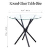 4pcs Grey PU Leather Dining Chairs & Round Clear Glass Dining Table Black Legs