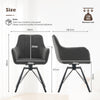 2x Grey 360° Swivel Dining Chairs Velvet Padded Seat Dining Room Chair Modern