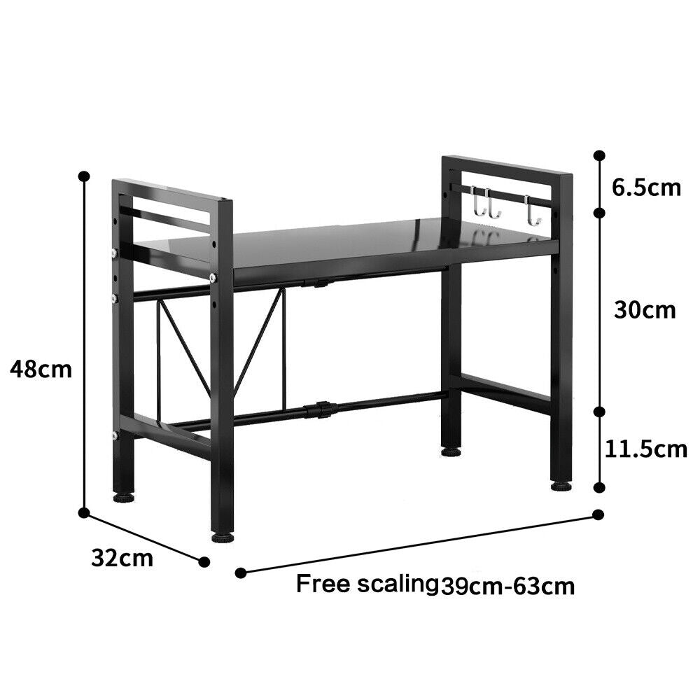 2/3Tier Extendable Microwave Oven Rack Stand Storage Holder Kitchen Corner Shelf