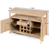 Rustic Cupboard Storage Organizer with 2 Cabinets & 9-Bottle Wine Rack