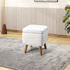 Teddy Fleece Ottoman Storage Seat Footstool Dressing Vanity Chair w/Wood Legs