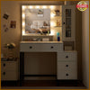 Dressing Table with LED Mirror Modern Makeup Desk Vanity Table + Glass Cabinet