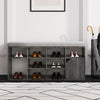 Multi-Storage Bench Shoe Rack w/10 Compartments Cushion Seat Shoe Organizer Grey