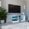 Mondeer LED TV Cabinet TV Stand 140cm with 5 Open Compartments RGB Lights White