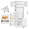 Tall Kitchen Cabinet 4 Door 2 Drawer Buffet Storage Glass Cupboard White Display