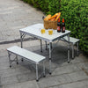 Compact Folding Picnic Table Bench Chair Set Aluminum Alloy 4 Seater Dining Unit