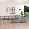 11 Piece Garden Lounge Set Grey Solid Wood Pine vidaXL