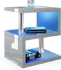 Sofa Side Table With 2 Tier Storage Shelves End Table With Led RGB Lights