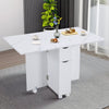 Mobile Drop Leaf Table Folding Dining Table w/ 1 Drawer Cabinet Storage Shelves