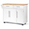 Kitchen Island Kitchen Trolley Cart with Knife Block-White