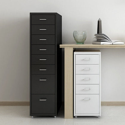 3-10 Drawers Metal Office Filing Cabinet Drawer Unit on Castors Cupboard Wheeled