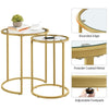 Round Side End Table Gold Nesting Table with Glass Top for Living Room/ Bedroom