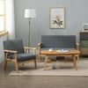 Wooden Single Seater Sofa Accent Chair Armchair Linen Fabric Living Room Grey