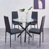 Round Clear Tempered Glass Black Metal Legs Dining Table Dining Room Living Room
