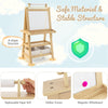 Kids Art Easel 3 in 1 Double-Sided Storage Easel Toddlers Wooden Easel-Natural